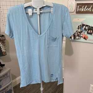 Wildfox Light Blue V-Neck Short Sleeve Tee